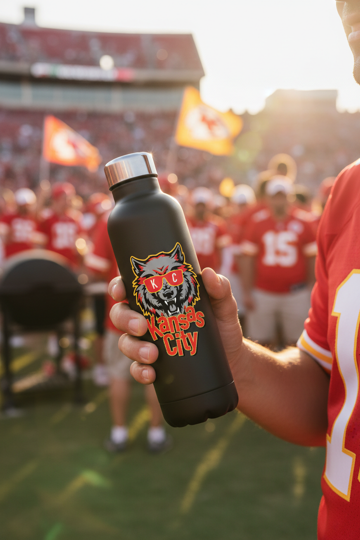 KC Fan with Sticker Water Bottle