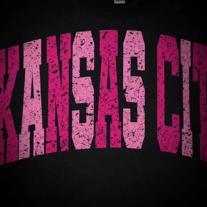 KC Pink Black Sweatshirt Close-up Detail