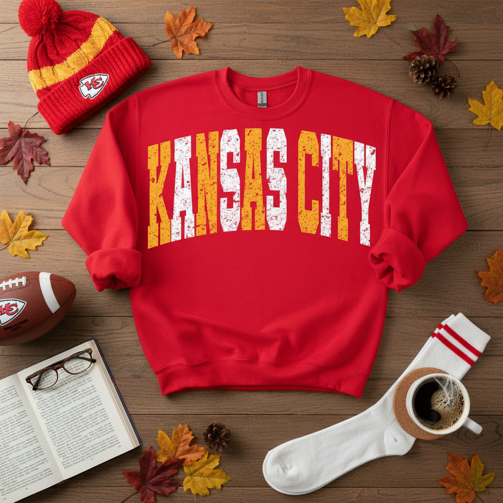 KC Red Sweatshirt Flat Lay