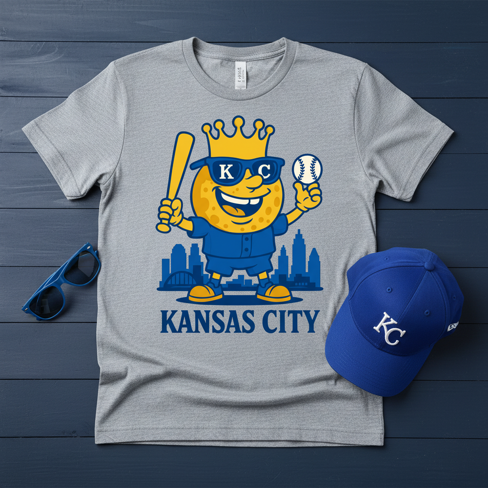 KC Royals Mascot - Stonewashed Grey Tee Flat Lay