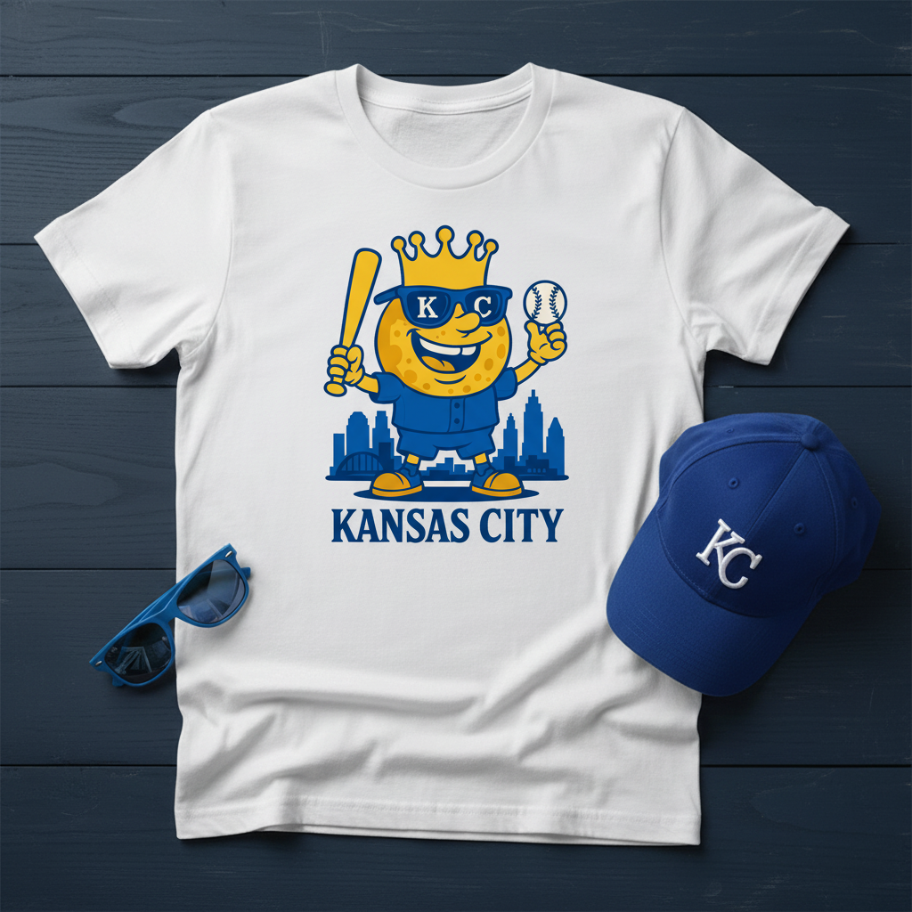 KC Royals Mascot - White Tee Flat Lay