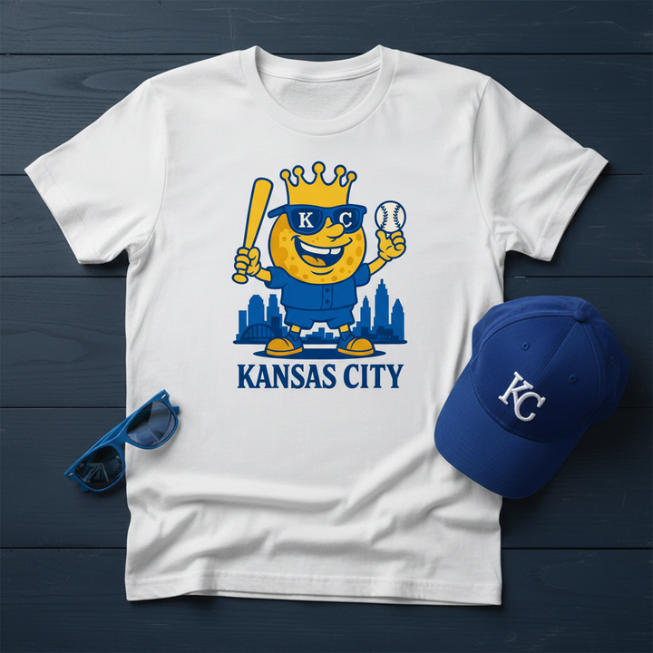 KC Royals Mascot - White Tee Flat Lay