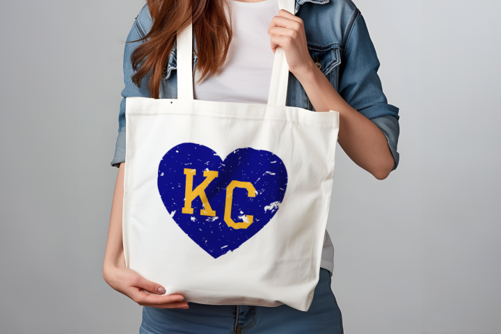 KC Heart Tote Bag | Kansas City Red & Blue Canvas Tote