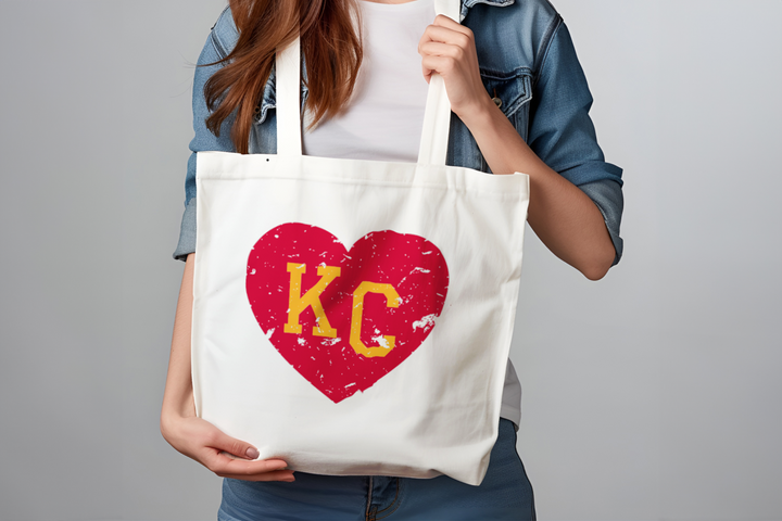 KC Heart Tote Bag | Kansas City Red & Blue Canvas Tote