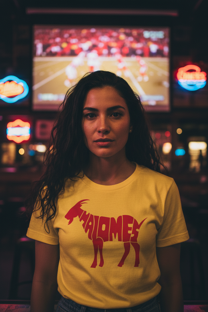 Mahomes GOAT – Sports Bar Yellow