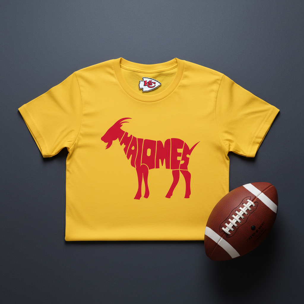Mahomes GOAT - Yellow Tee Flat Lay