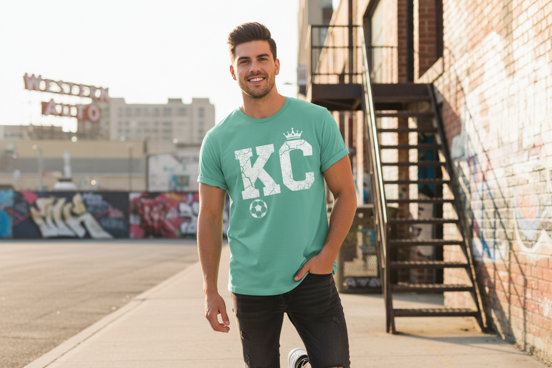 Mint green KC t-shirt lifestyle shot