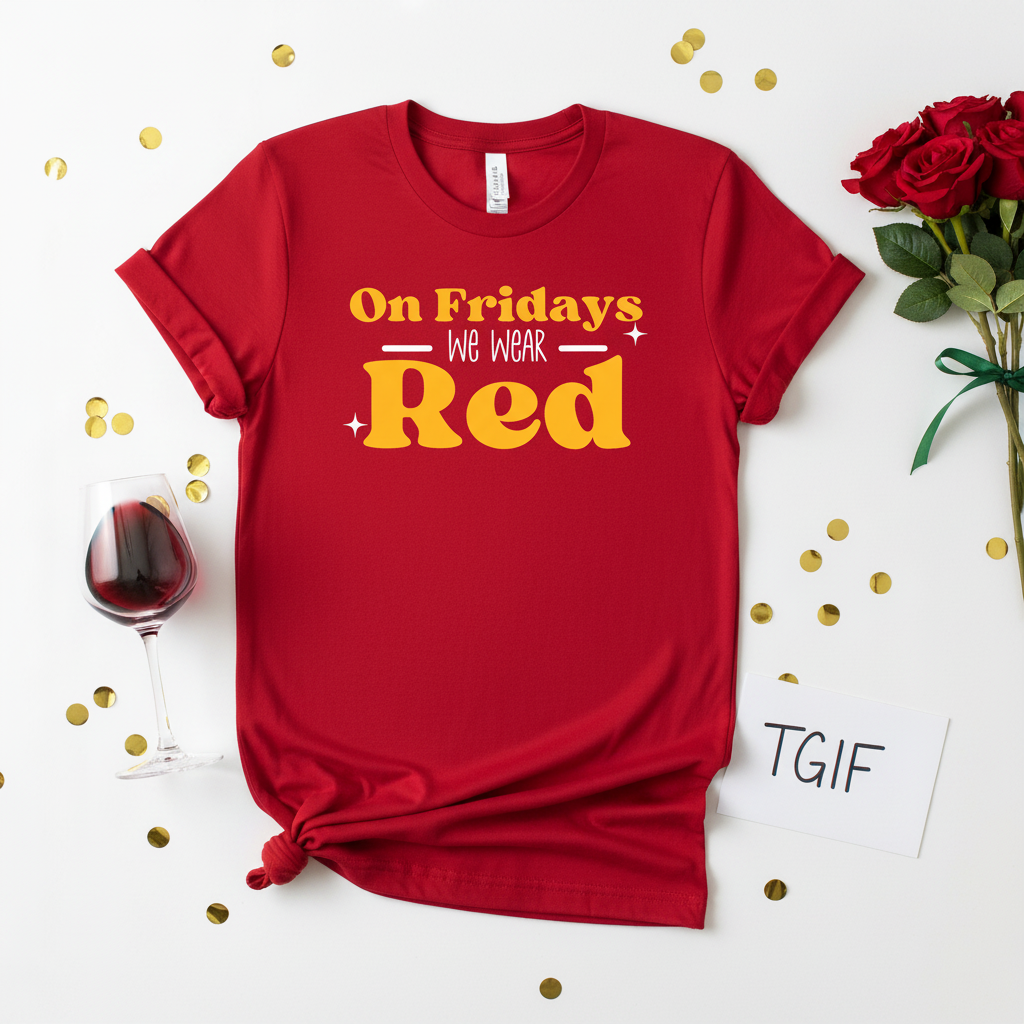 On Fridays Red – Flat Lay