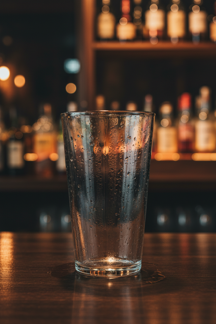 Plain Pint Glass Bar Setting