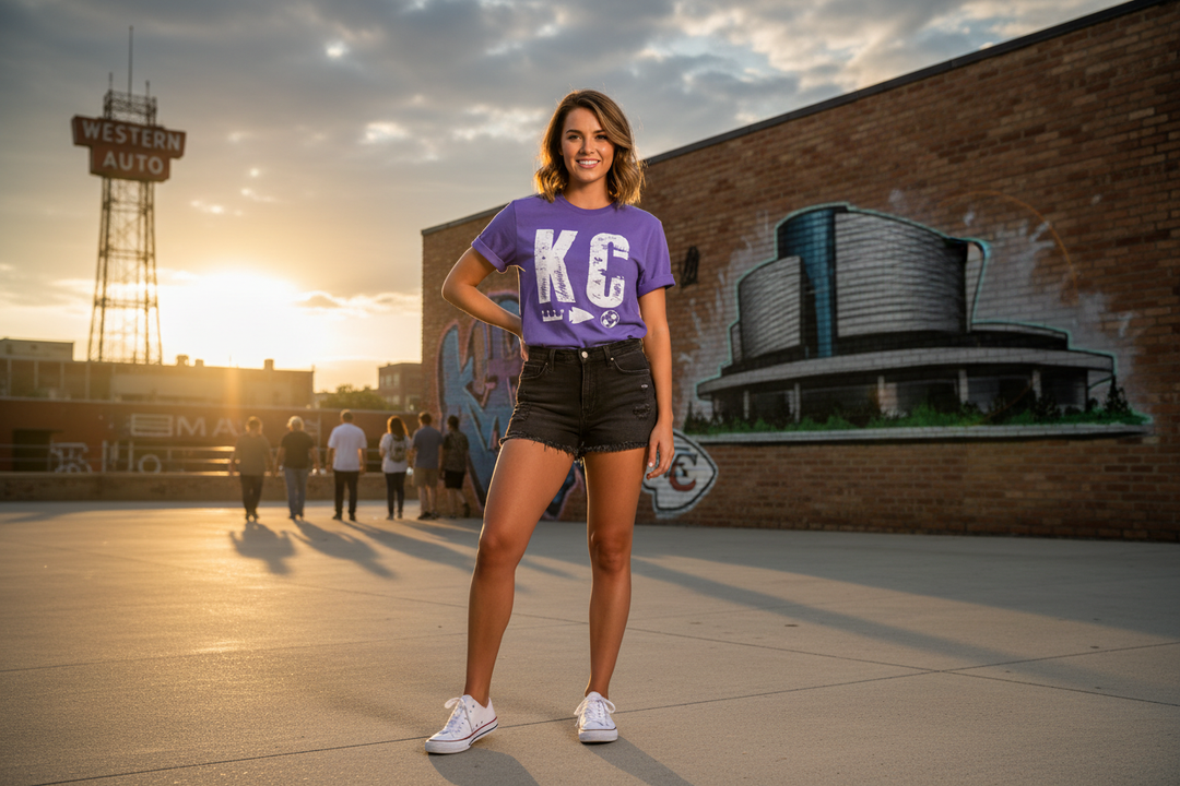Purple KC t-shirt lifestyle shot