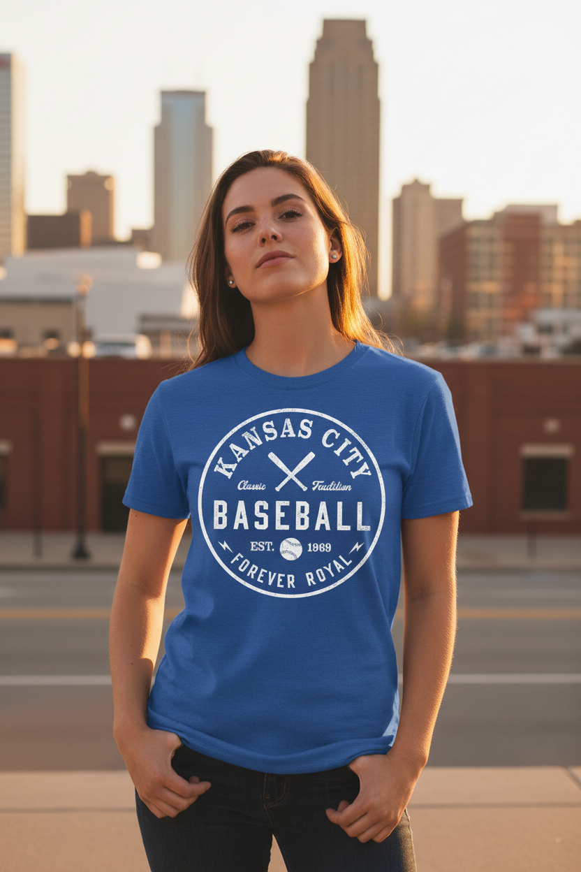 Royal blue vintage KC circle hero