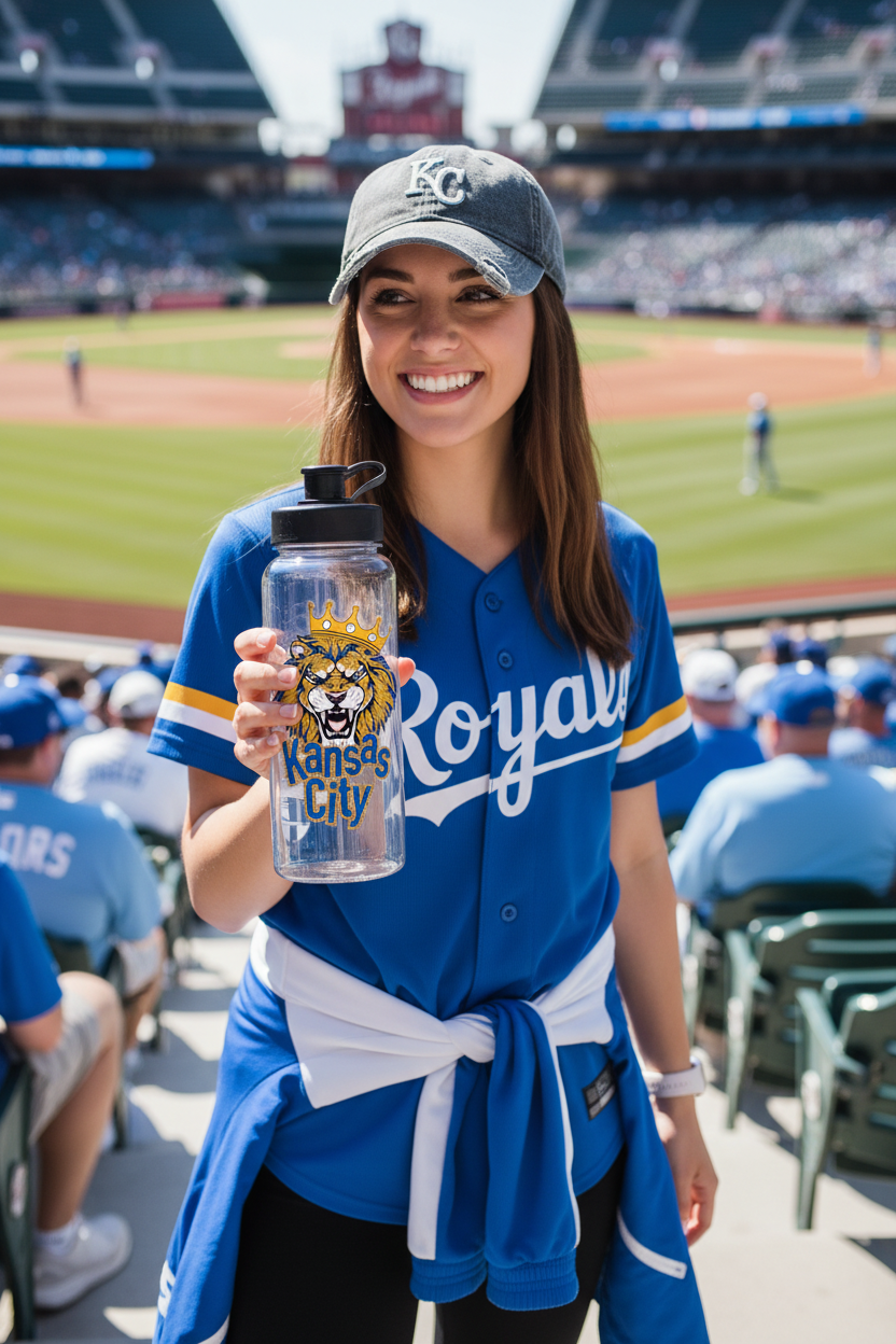 Royals Fan with Sticker Water Bottle