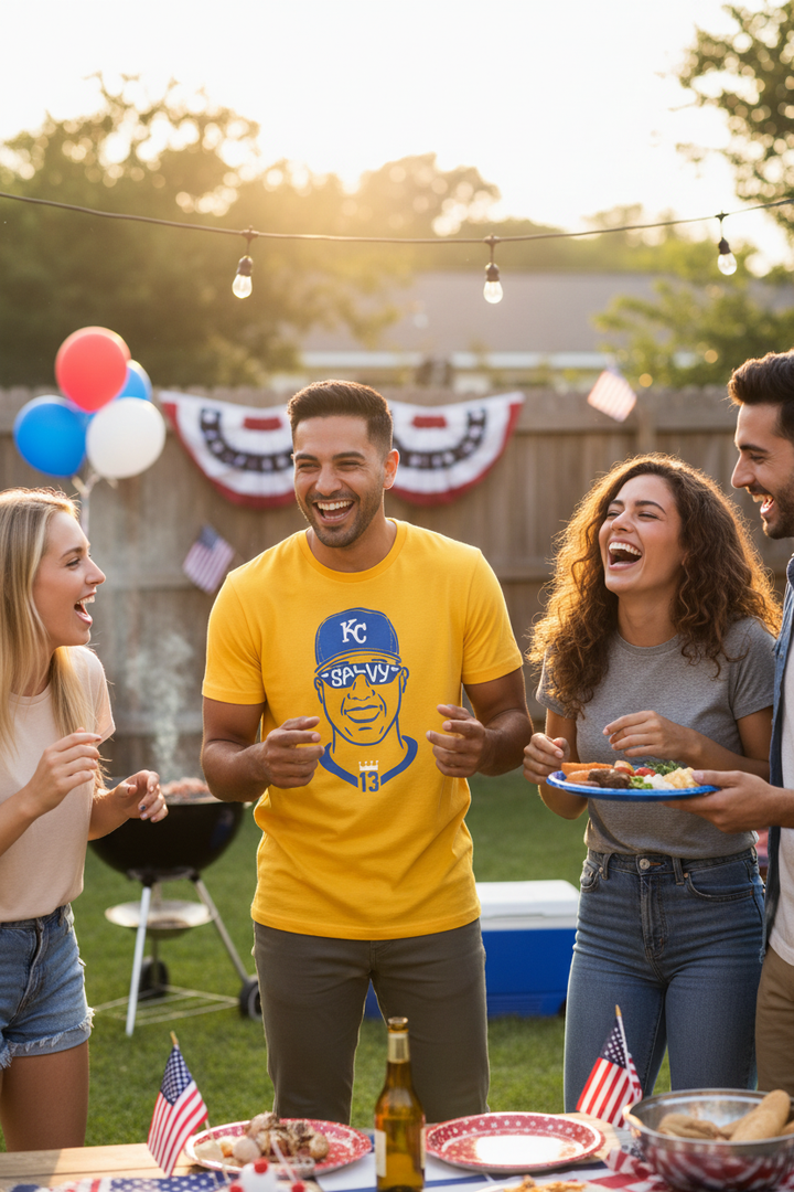 Salvy White/Yellow Tee - BBQ