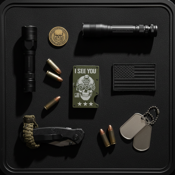 Tactical Wallet - EDC Flat Lay