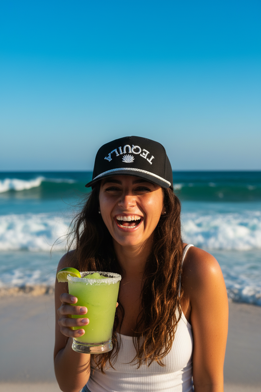 Tequila hat beach Mexico woman