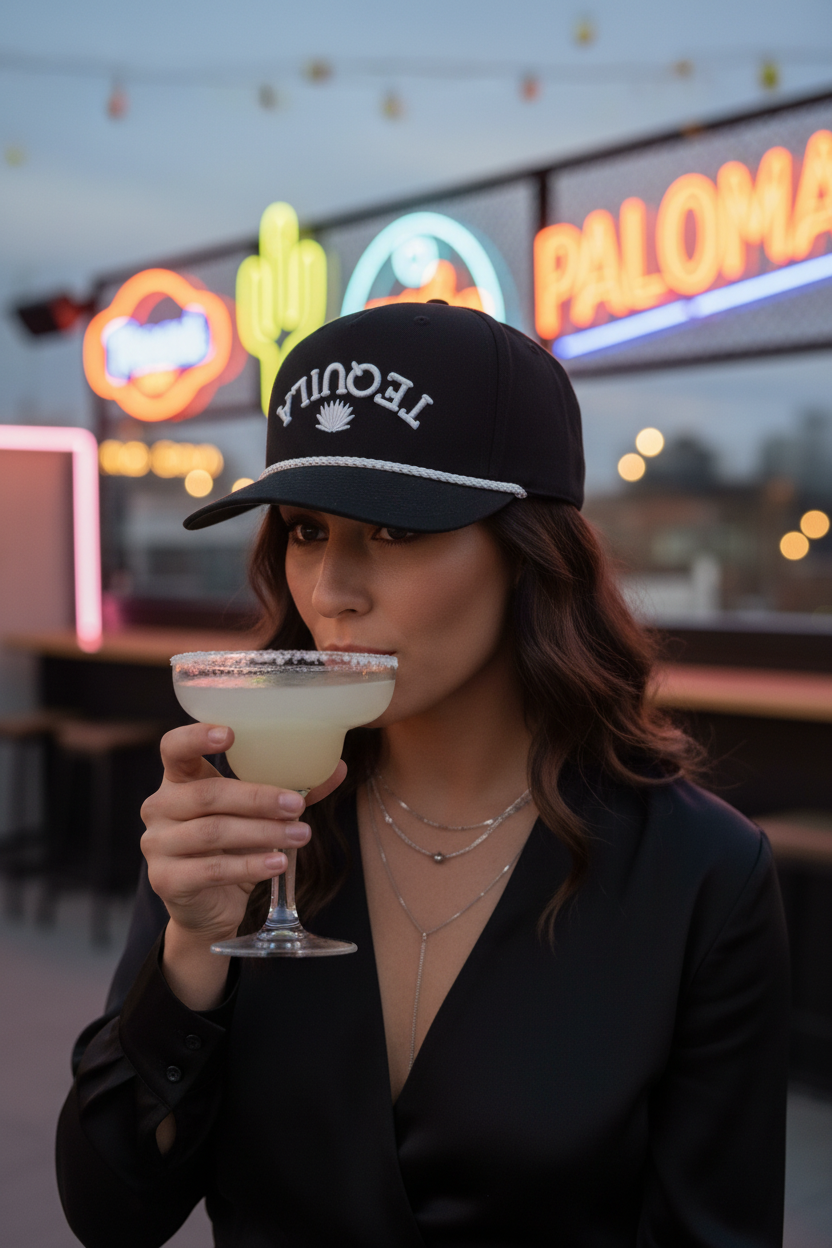 Tequila hat woman margarita neon