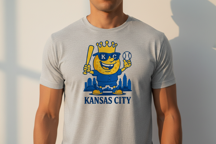 Tight shot of grey KC shirt golden hour