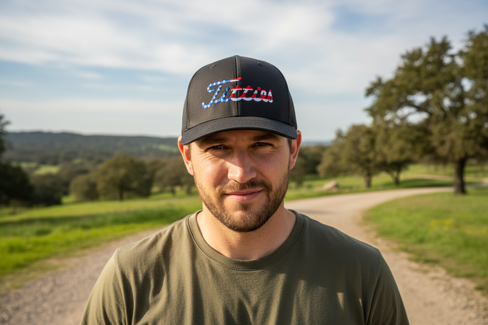 Titties Patriotic Hat - Model Front View