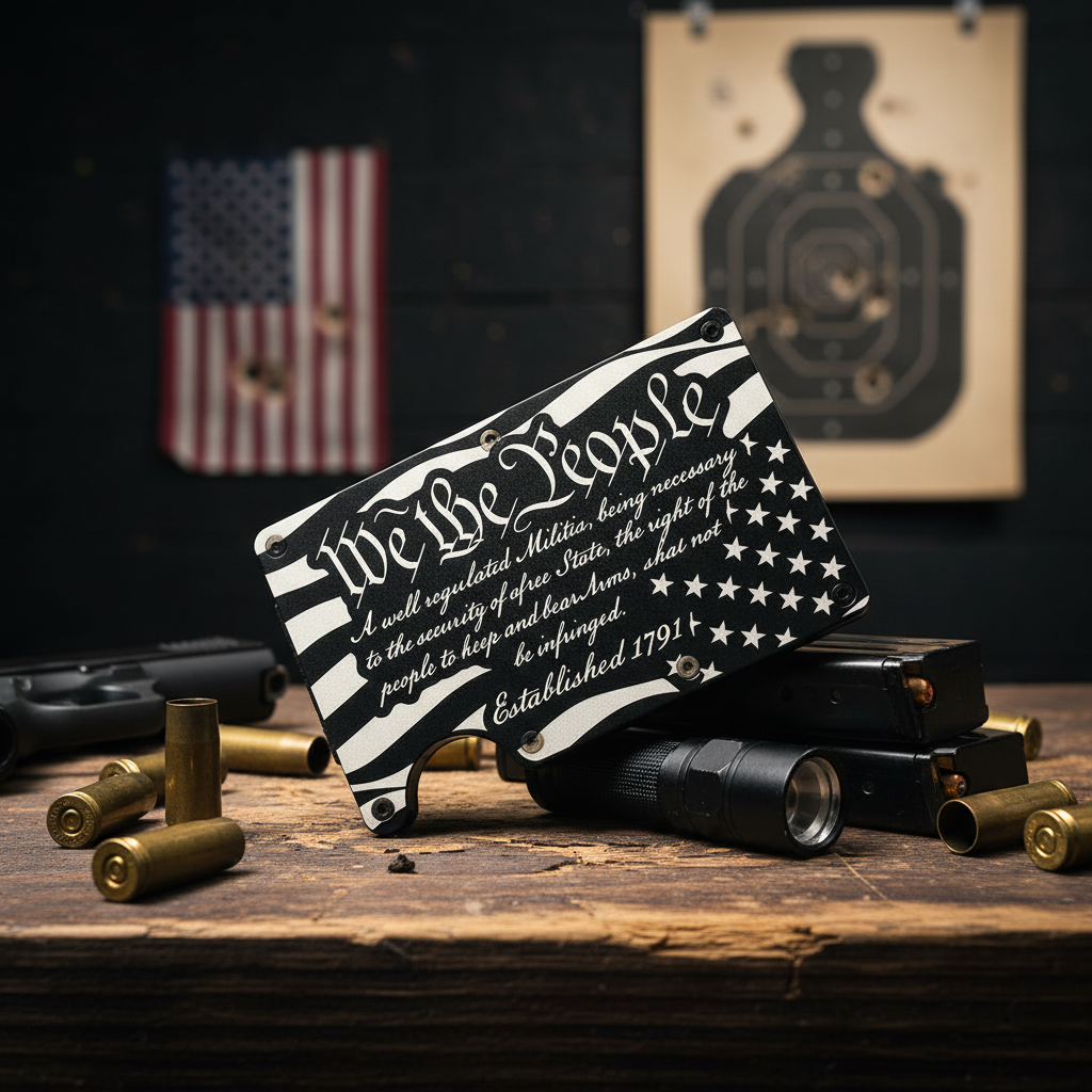 We The People Wallet - Propped Hero Shot at Range