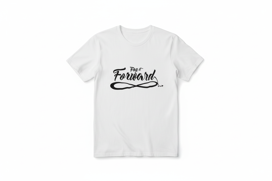 White Pay it Forward tee studio