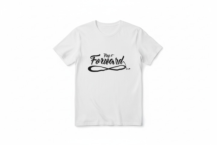 White Pay it Forward tee studio