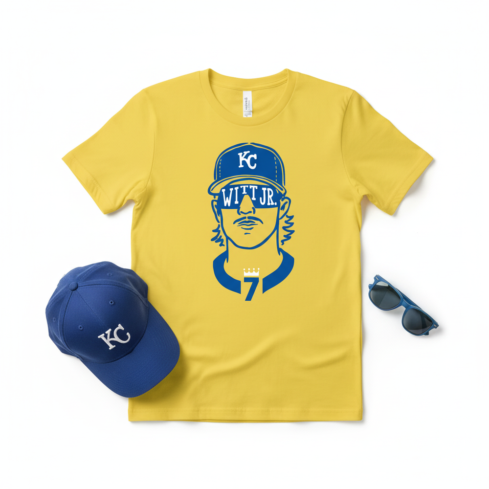 Witt Jr. Yellow Tee Flat Lay with Hat & Glasses