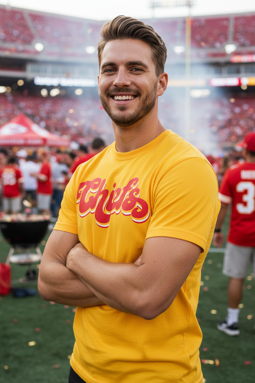 Yellow Tee Model Game Day